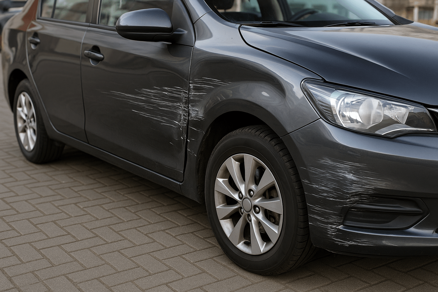 Autounfall, Kratzer und Beule